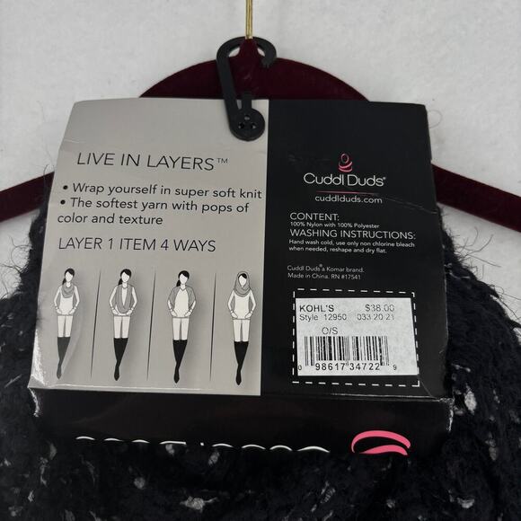 Cuddl Duds Infinity Scarf Black Gray Women's One Size Sweater Kni - Picture 8 of 8